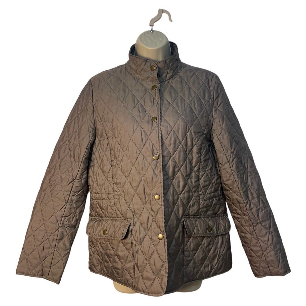 Lilac‎ Bloom Grey Quilted Snap Up Jacket with Pockets Medium